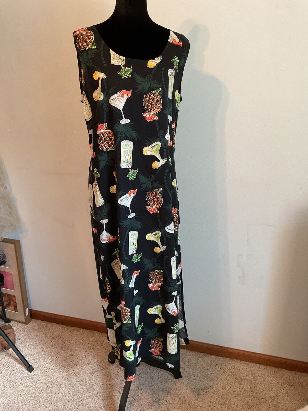 Vintage Weekend Clothes Line Rayon Tropical Cocktail Hawaiian Dress - Women's L